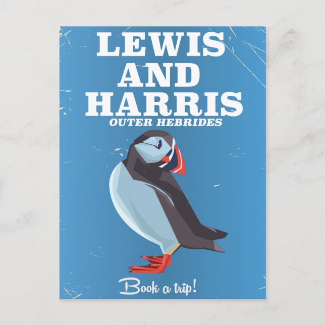 Carte Postale Avis de voyage Lewis et Harris Scotland Puffin (Devant)