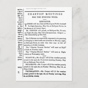 Carte Postale Avis pour les réunions des Chartistes
