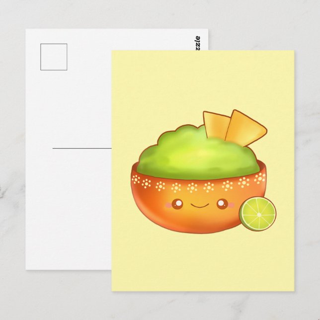 Carte Postale Avocado Guacamole Et Chips Tortilla (Devant / Derrière)