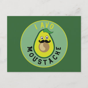 Carte Postale Avocado Mustache Funny Green