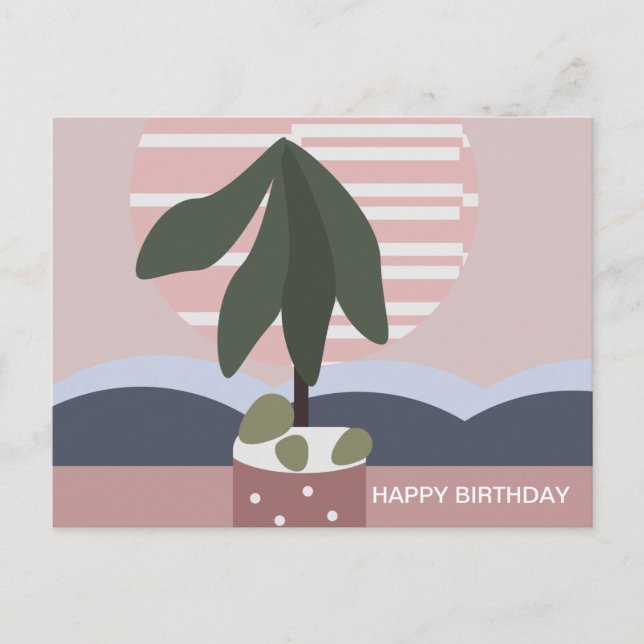 Carte Postale Avocado Tree Blush Muet Anniversaire (Devant)
