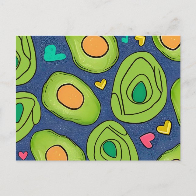 Carte Postale Avocados et coeurs (Devant)