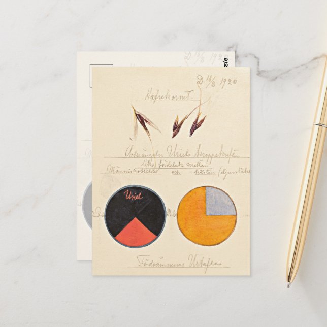 Carte Postale Avoine, 1920 par Hilma af Klint  (Devant/Arrière en situation)
