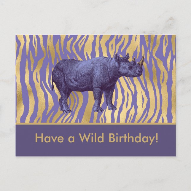 Carte Postale Avoir un Anniversaire sauvage de rhinocéros pourpr (Devant)