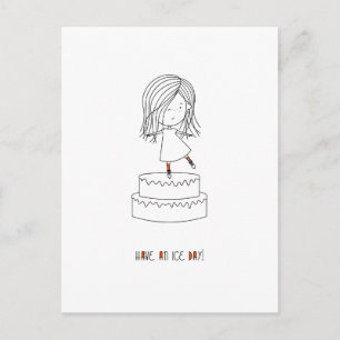 Carte Postale Avoir Une Journée De Glace Mignonne fille de patin