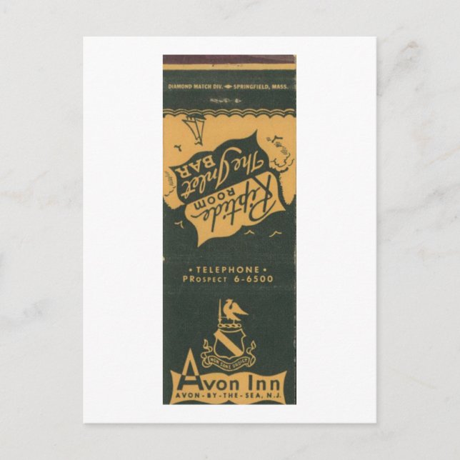 Carte Postale Avon by the Sea NJ, Avon Inn 1950s Matchbook (Devant)