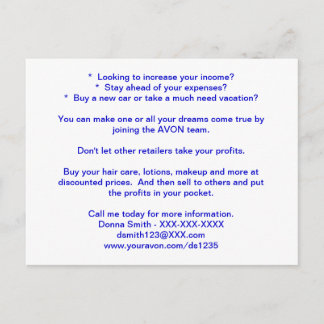 Carte Postale AVON Recruiting Post Card
