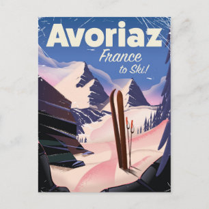 Carte Postale Avoriaz, affiche de voyage de ski français