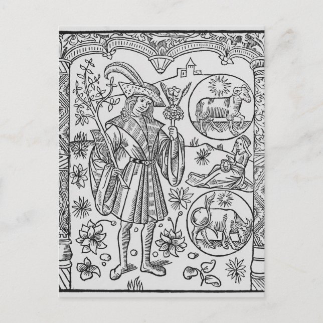 Carte Postale Avril, fleurs, baies (Devant)