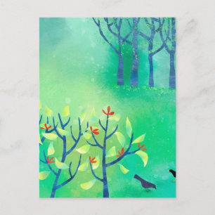 Carte Postale Avril Moderne Paysage Vert Peinture Nature