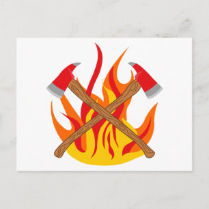 Carte Postale Axes croisés des pompiers