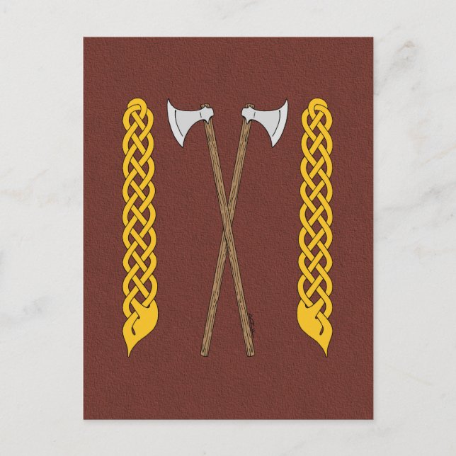 Carte Postale Axes danois/viking traversés par une plaque (Devant)