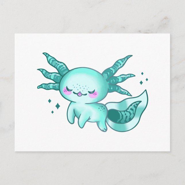 Carte Postale Axolotl Adorable Mignon Dessin Animé (Devant)