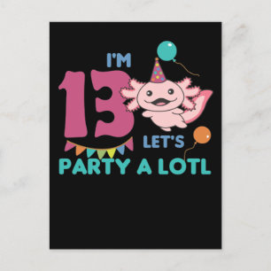 Carte Postale Axolotl d'anniversaire 13 ans Agé de treize ans Ax