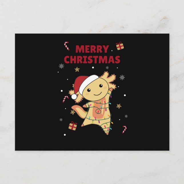 Carte Postale Axolotl Joyeux Noël Animaux d'hiver Axolotls (Devant)