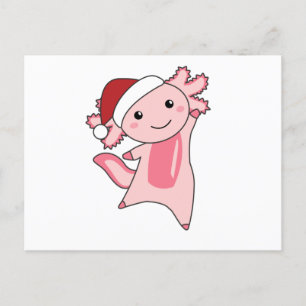 Carte Postale Axolotl Joyeux Noël Animaux d'hiver Axolotls