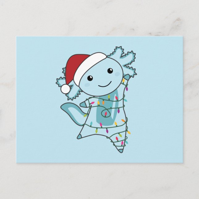 Carte Postale Axolotl Joyeux Noël Animaux d'hiver Axolotls Po (Devant)