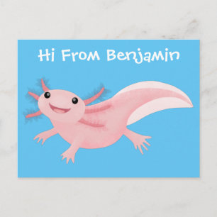 Carte Postale Axolotl rose pâle