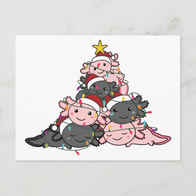 Carte Postale Axolotl sapin de Noël animal drôle post de Noël (Devant)