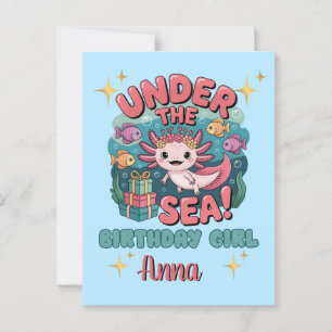 Carte Postale Axolotl sous la mer Fille d'anniversaire Mignonne 