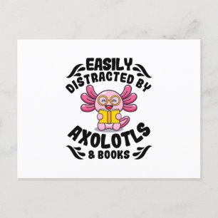 Carte Postale Axolotls & Books   Reading Pets Cute Axolotl Gifts
