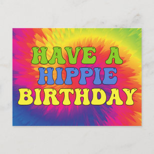Carte Postale Ayez Hippie Anniversaire Tie Dye mignonne les anné