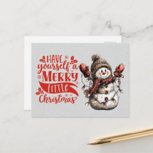 Carte Postale Ayez un joyeux petit Noël bonhomme de neige