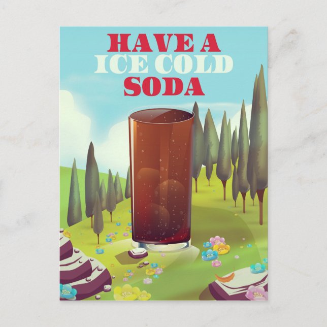 Carte Postale Ayez un soda glacé Publicité. (Devant)