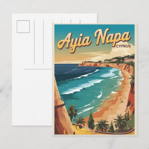 Carte Postale Ayia Napa Chypre, cadeaux de plage blanche Méditer
