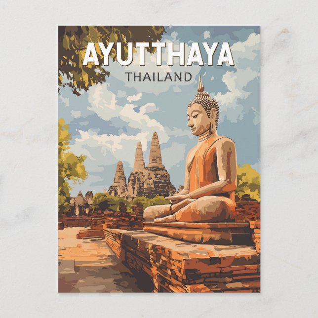 Carte Postale Ayutthaya Thailand Travel Art Vintage (Devant)