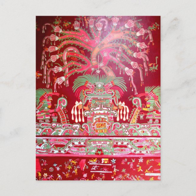 Carte Postale Aztec Art on Red Design (Devant)
