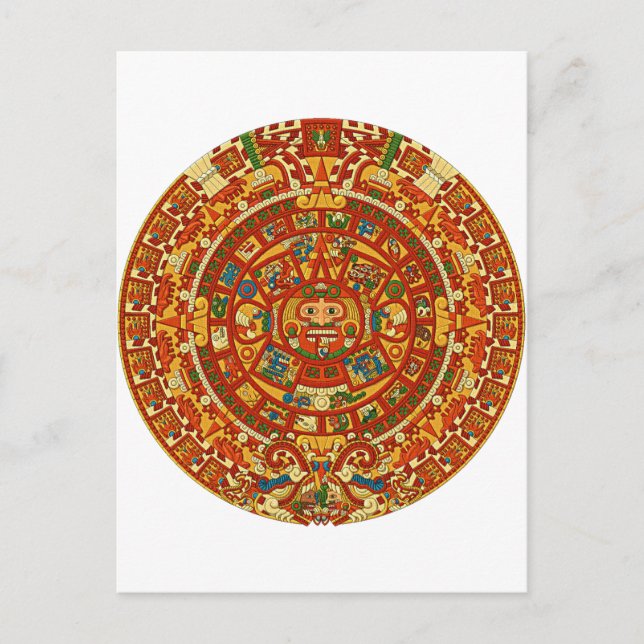 Carte Postale Aztec Calendar Stone ou Sun Stone du Mexique. (Devant)
