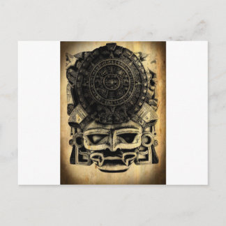 Carte Postale Aztec Calendrier Design Masque Mexicain Sunstone