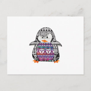 Carte Postale Aztec Chevron Tribal Cute Funny Penguin