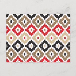 Carte Postale Aztec Tribal Print Ikat Diamond Motif