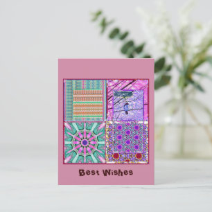 Carte Postale Azulejos Carreaux Géométriques avec Oiseau de la P