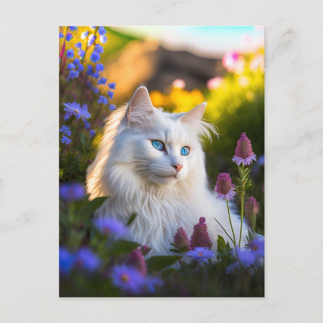 Carte postale Azure the Turkish Angora Cat (Devant)