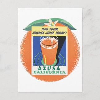 Carte Postale Azusa, Californie Poster de jus d'orange