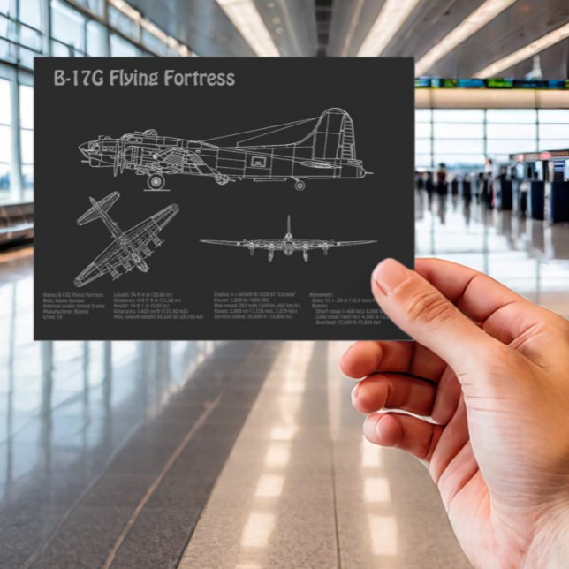 Carte Postale B-17 Flying Fortress - Plans de conception d'avion (Créateur téléchargé)