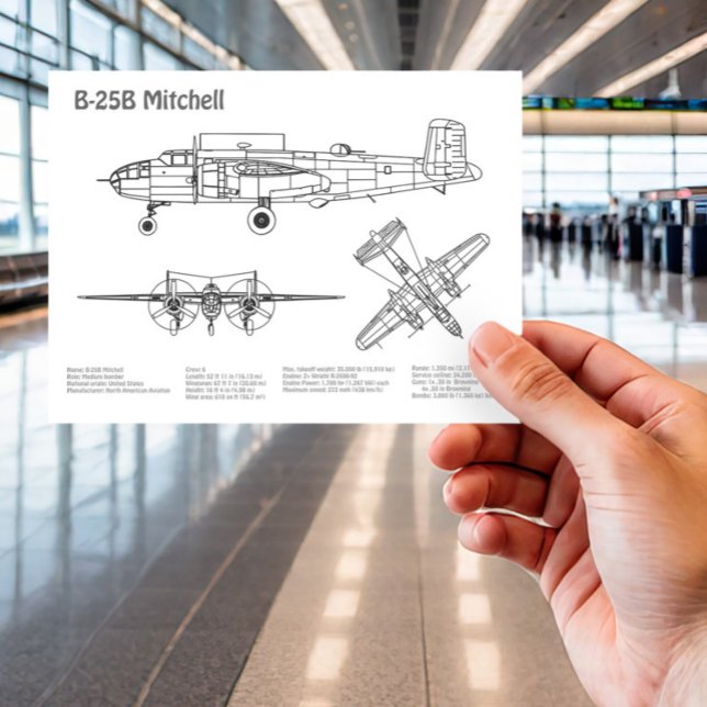Carte Postale B-25B Mitchell Doolittle - Plan d'avion BD (Créateur téléchargé)