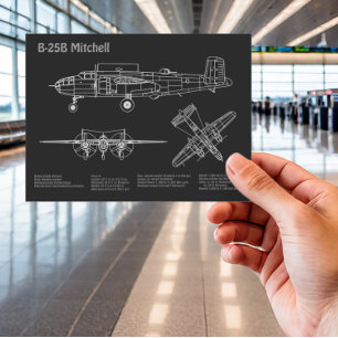 Carte Postale B-25B Mitchell Doolittle - Plan directeur de l'avi