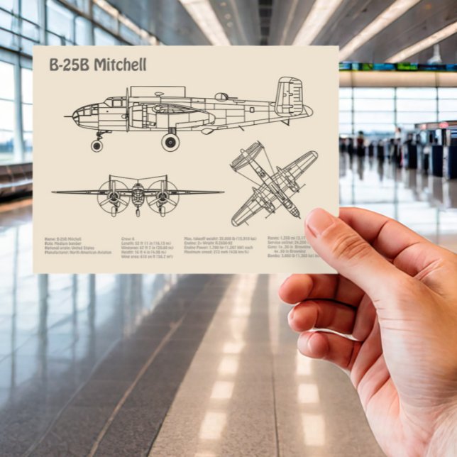 Carte Postale B-25B Mitchell Doolittle - Plan directeur de l'avi (Créateur téléchargé)