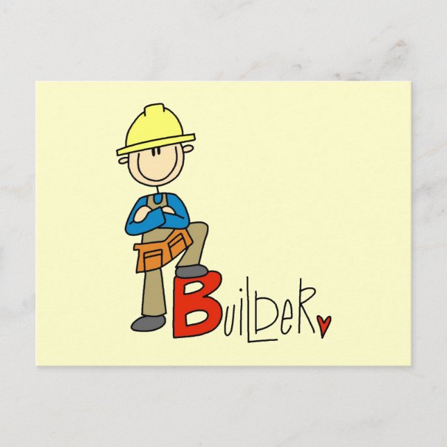 Carte Postale B est pour Bâtisseur (Devant)