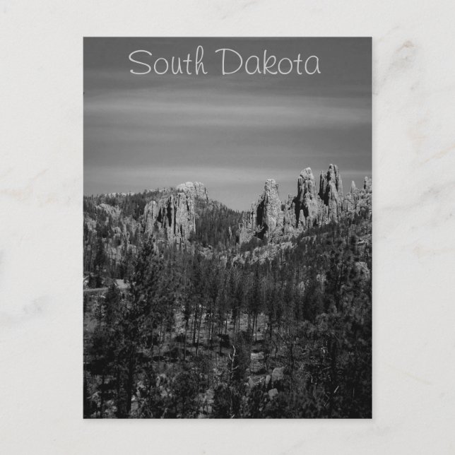 Carte postale B/W du Dakota du Sud (Devant)