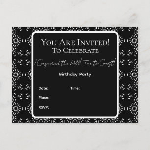 Carte Postale B&W J'ai conquis la colline ! Invitation à la fête