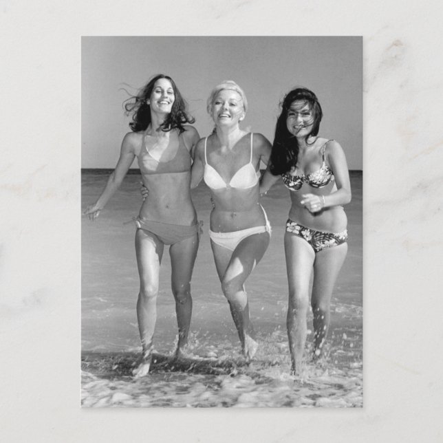 Carte Postale B&W vintage Photo Floride Bikini Girls (Devant)