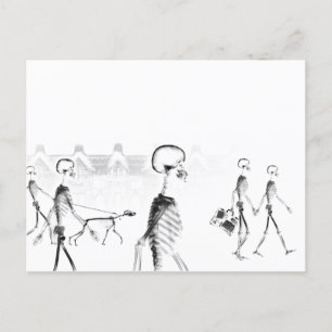 Carte Postale B&W X-Ray Skeleton City Scene