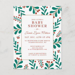 Carte Postale BABEAU SHOWER Gui de Noël & houx
