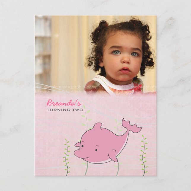 Carte Postale Baby 2nd Birthday Party Dolphin Invitation Card (Devant)