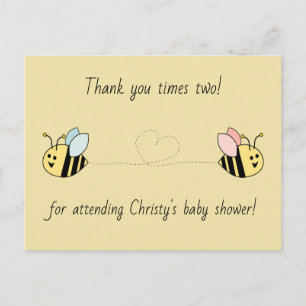 Carte Postale Baby Bee Twin Boy Girl Merci
